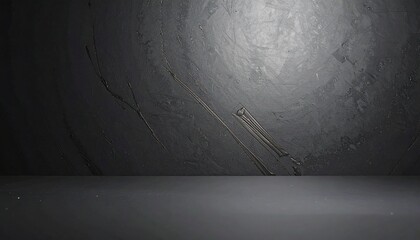 Dark stone-textured background with smooth reflective surface and centered lighting gradient.
