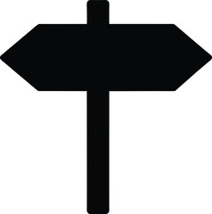 One Way Sign Silhouette Vector Art Illustration