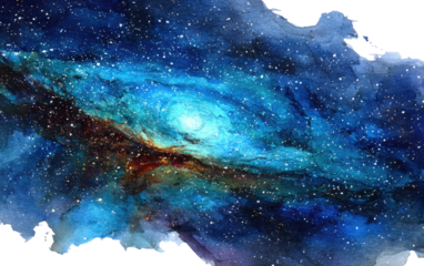 Abstract nebula, vibrant blues, deep space, watercolor style