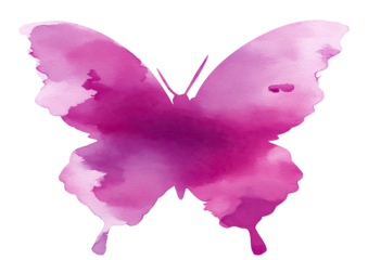 Watercolor silhouette of a pink butterfly