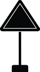 Portable Road Sign Stand Silhouette Vector Art Illustration