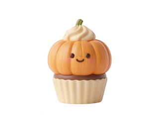 Cute Pumpkin Cupcake Character for Halloween