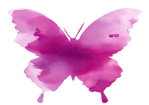 Watercolor silhouette of a pink butterfly