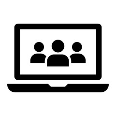 Illustration showing black remote work icon, from home, on white background