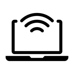 Illustration showing black remote work icon, from home, on white background