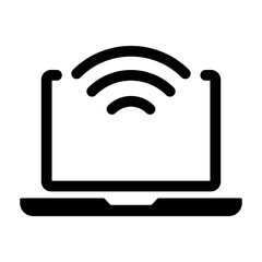 Illustration showing black remote work icon, from home, on white background