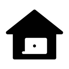 Illustration showing black remote work icon, from home, on white background