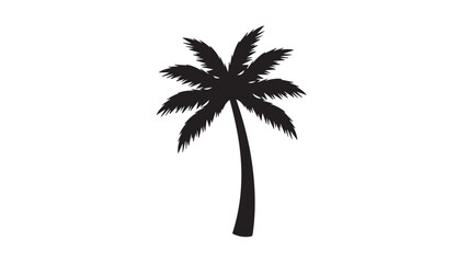 Obraz premium Tropical palm tree silhouette on white background