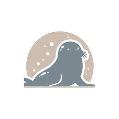 A serene seal lounging on a rocky shore with gentle waves and bubbles in the background