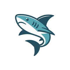 A stylized representation of a shark swimming gracefully in clear waters, showcasing its streamlined body and sharp features