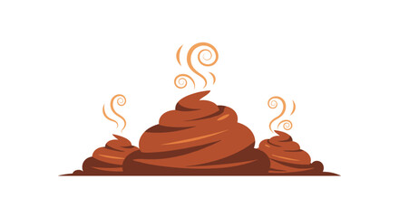 Humorous piles of poo with steaming swirls isolated on white background