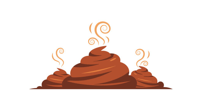 Humorous piles of poo with steaming swirls isolated on white background