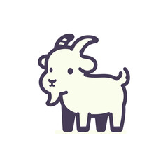 Cartoon illustration of a cute goat standing on a plain background, ideal for children's media