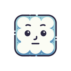 Cartoonish square face with a neutral expression, simple design, suitable for various digital uses