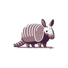 Cartoon-style armadillo walking on a plain background, showcasing its unique shell and features
