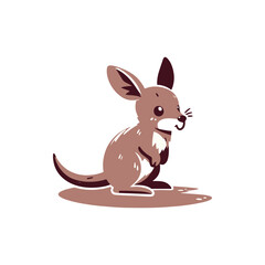 Cartoon-style kangaroo standing upright, with a neutral expression on a simple background
