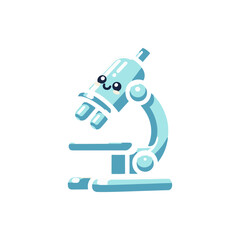 Cartoon-style microscope with a cheerful face, set against a plain background, ideal for educational materials