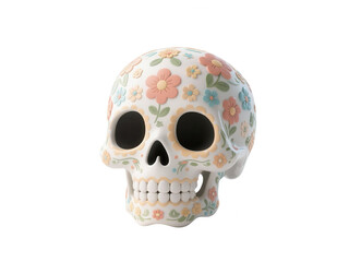 Obraz premium Sugar Skull on White Background - Day of the Dead Celebration