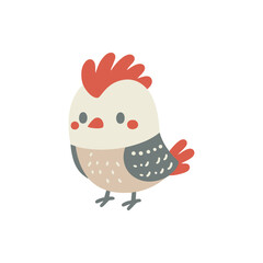 Colorful cartoon bird with a red crest and spotted body, set against a plain white background