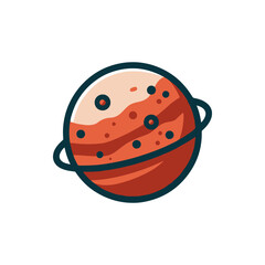 Colorful illustration of a stylized planet with rings, set against a plain background