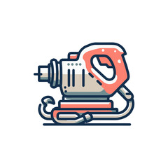 Colorful illustration of a vintage gas pump on a white background, showcasing retro design elements