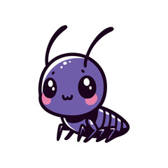 Cute cartoon ant character with big eyes and a cheerful expression, isolated on a white background