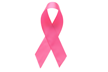Colourful ribbon breast cancer symbol on transparent background.