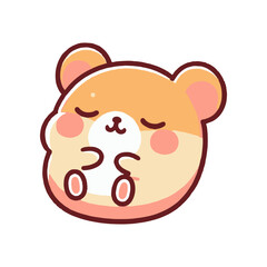 Cute cartoon bear character resting peacefully with a soft expression, ideal for children's illustrations