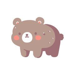 Cute cartoon bear standing with a playful expression in a simple, colorful background