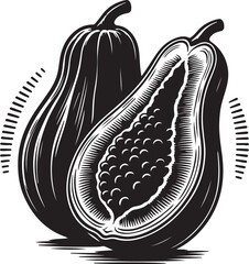 Ripe Papaya Tropical Fruit Illustration Vector