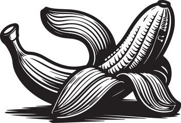 Artistic Illustration of Two Bananas One Peeled Revealing Texture