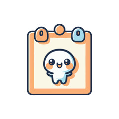 Obraz premium Cute cartoon character with a joyful expression on a clipboard against a simple background