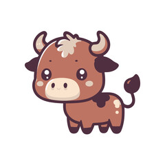 Cute cartoon cow character standing with a friendly expression against a plain background