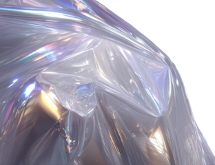 Abstract iridescent plastic folds