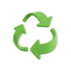 Obraz premium Three Green Arrows Forming a Circular Recycling Symbol 3D Render Isolated