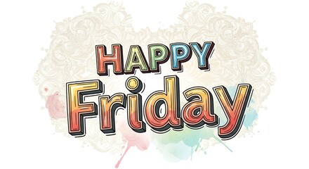 Fototapeta premium Happy friday text isolated on white background with colors