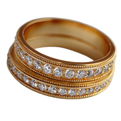 Two gold rings, set with diamonds, stacked