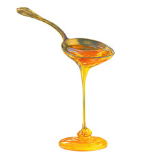 Golden honey drips from a spoon