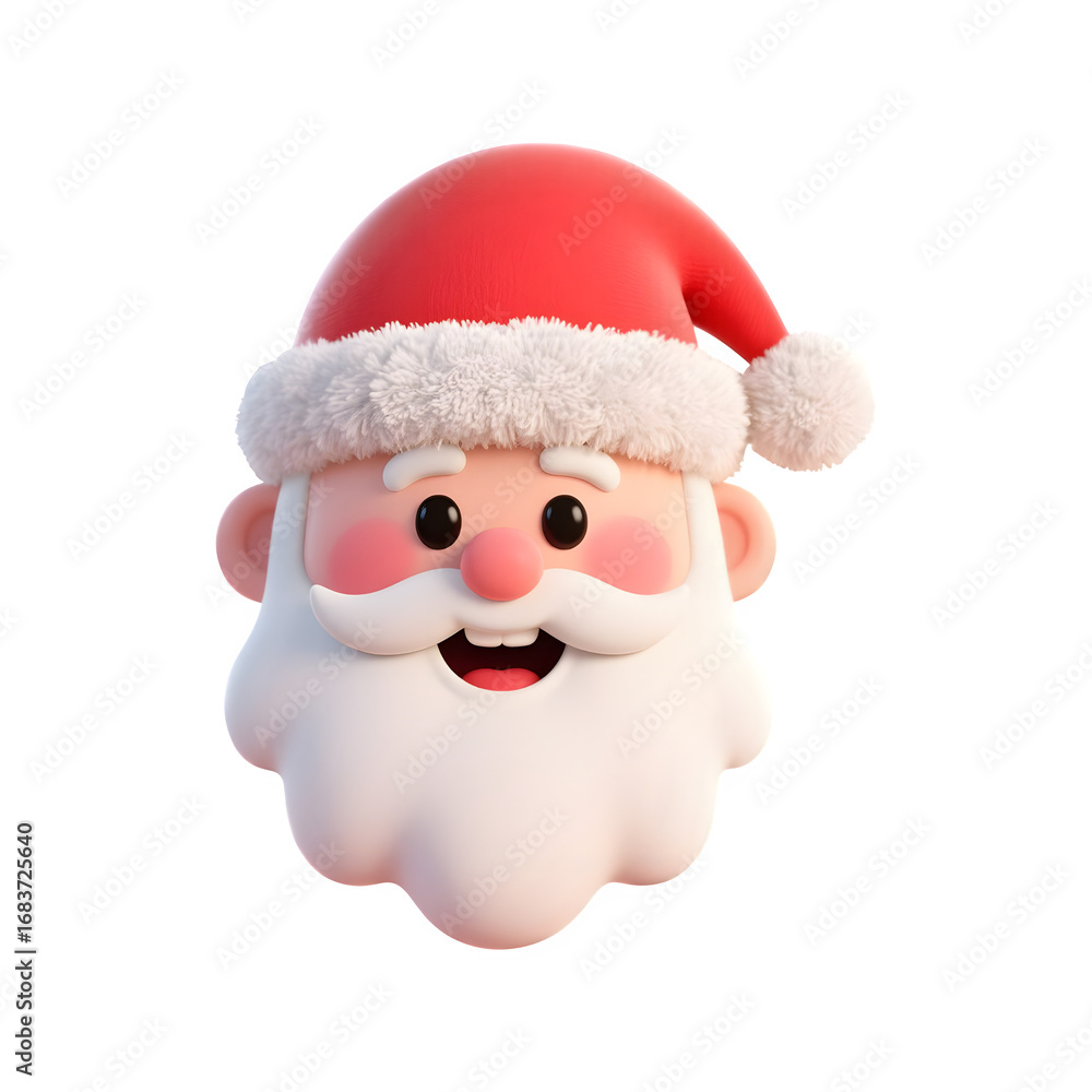 Poster charming 3d render of santa claus head with white beard and red hat isolated on transparent backgrou