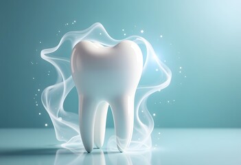 White tooth with light swirl effect, dental health and hygiene