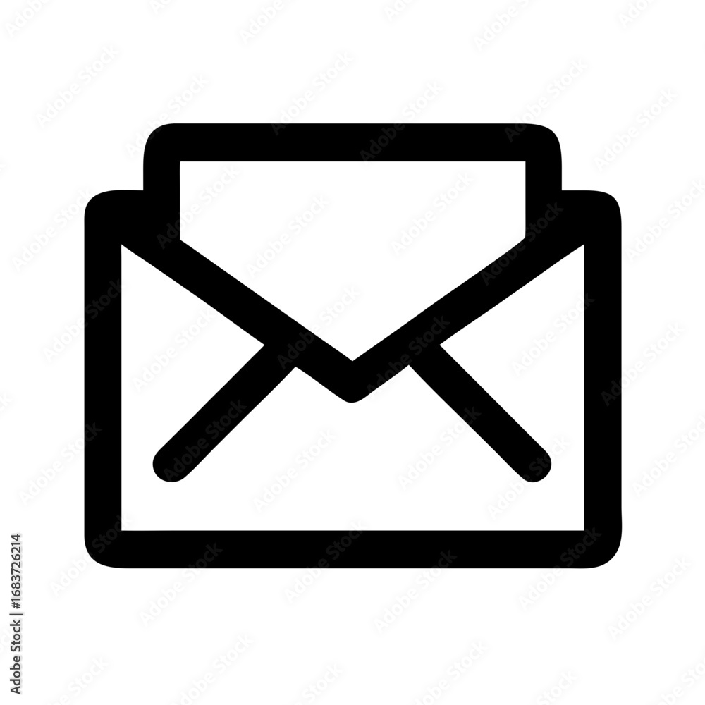 Poster simple black outline of an open envelope with a visible letter inside for communication purposes onl