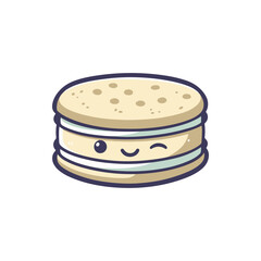 Cute cartoon ice cream sandwich character with a smiling face on a white background