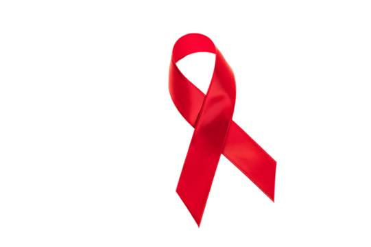 Colourful ribbon breast cancer symbol on transparent background.