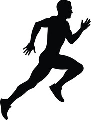 Dynamic athlete silhouette running sprint fitness sport vector