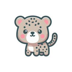 Cute cartoon leopard character with playful expression against a simple white background