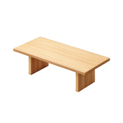 Simple wooden low table isolated on transparent background