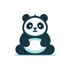 Cute cartoon panda sitting peacefully with a serene expression, ideal for children's content