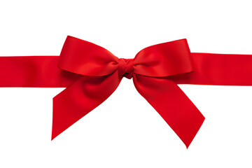 Red bow, isolated on transparent background.