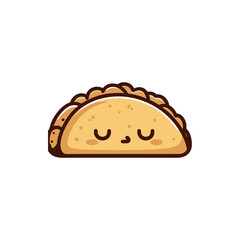 Cute cartoon taco character resting peacefully, with a simple white background ideal for food-related content