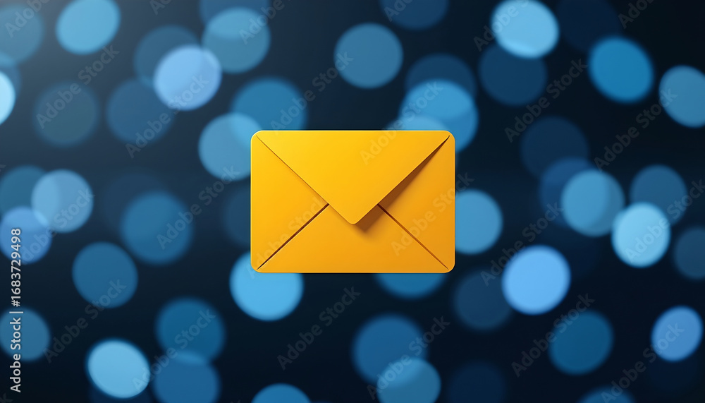 Poster digital glowing network email icon with bokeh background creates modern and vibrant communication co